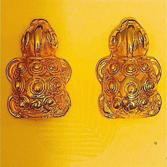 24 karat gold plated turtle earrings hand crafted pierced across the puddle - Picture 2 of 11